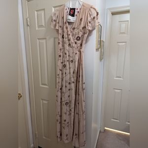 BHLDN Anthropologie Plymouth beaded dress blush long